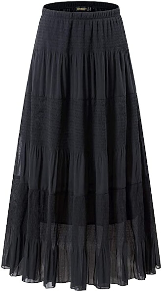 NASHALYLY Chiffon Pleated A-Line Maxi Skirts