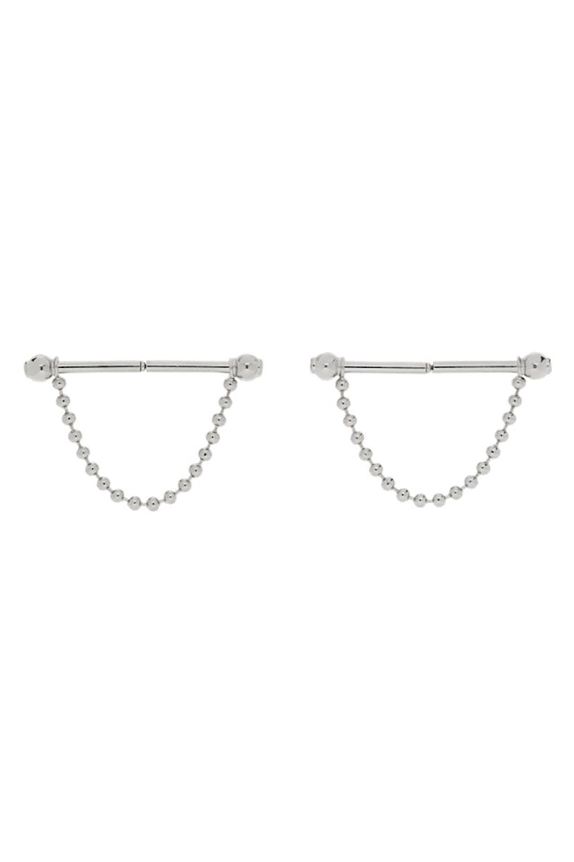 Silver Panconesi Edition Barbell Earrings