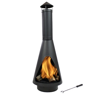56" Outdoor Wood-Burning Open Access Chiminea with Poker