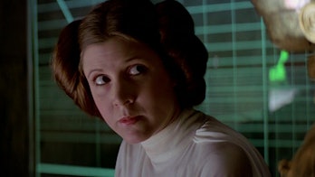 The late great Carrie Fisher as Princess Leia Organa in Star Wars: Episode IV — A New Hope