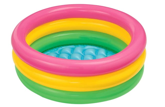 One birthday party hack is to use an Intex Sunset Glow Baby Pool to ice down your drinks.
