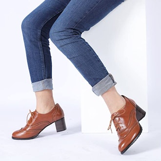 Odema Lace-Up Leather Oxford Pumps