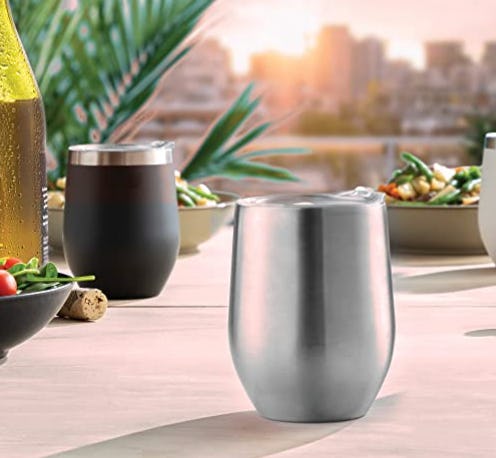 FineDine Triple Insulated Wine Tumbler With Lid (4-Pack)