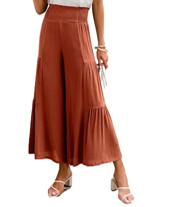 BerryGo Linen High Waist Flowy Pants