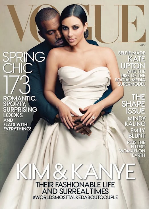 Kim and Kanye on the cover of Vogue in 2014.