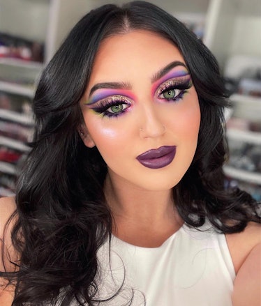 Mikayla Nogueira wearing rainbow eyeshadow on Instagram 