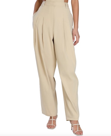 Nicole Williams English Pleated Wide-Leg Relaxed Pants