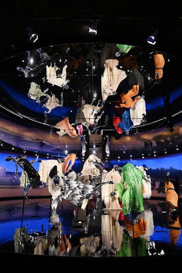 A view of looks on display during the press conference for the 2022 Met Gala celebrating "In America...