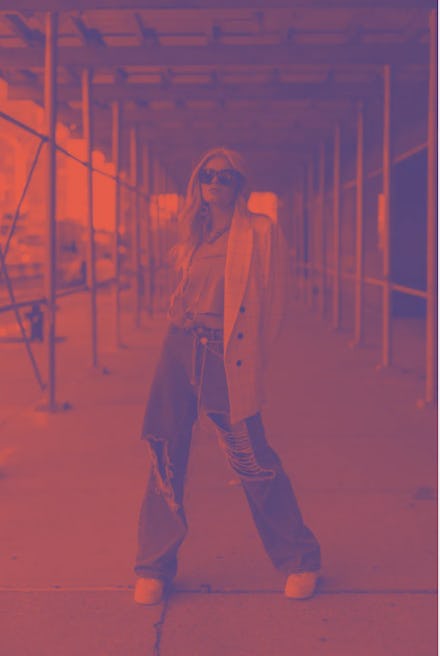 A woman wearing a full outfit from SHEIN from a line of ''purpose-driven'' clothes