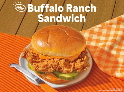 Popeyes' Buffalo Ranch Chicken Sandwich features a brand new sauce.