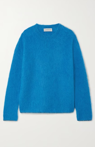 oversized blue sweater