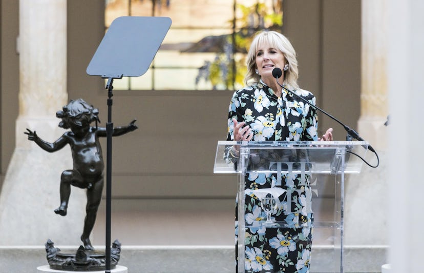 Jill Biden standing at a podium