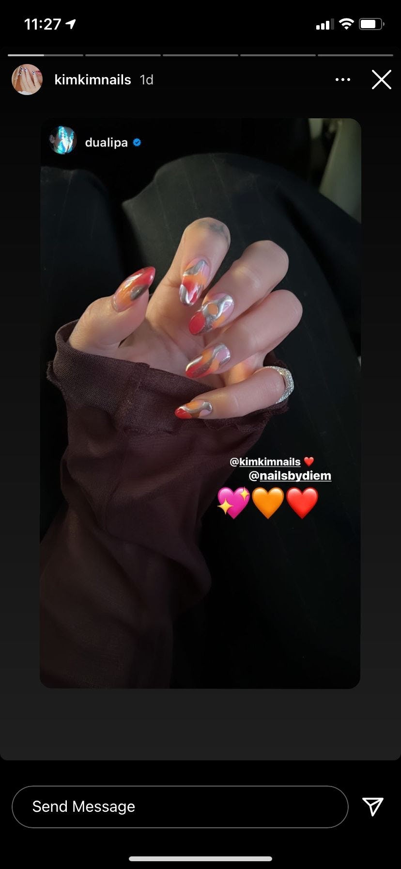 Lipa once wore lava lamp-inspired nail art, which screams Y2K.