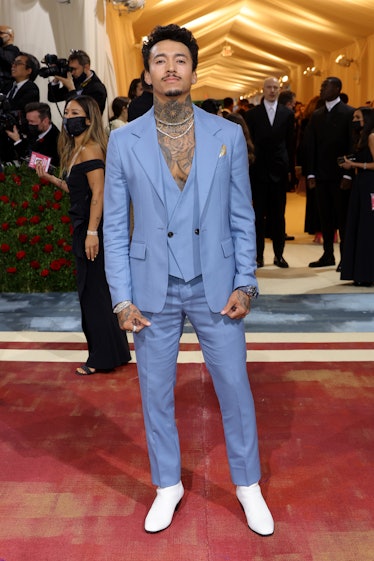 Nyjah Huston attends The 2022 Met Gala Celebrating "In America: An Anthology of Fashion" at The Metr...