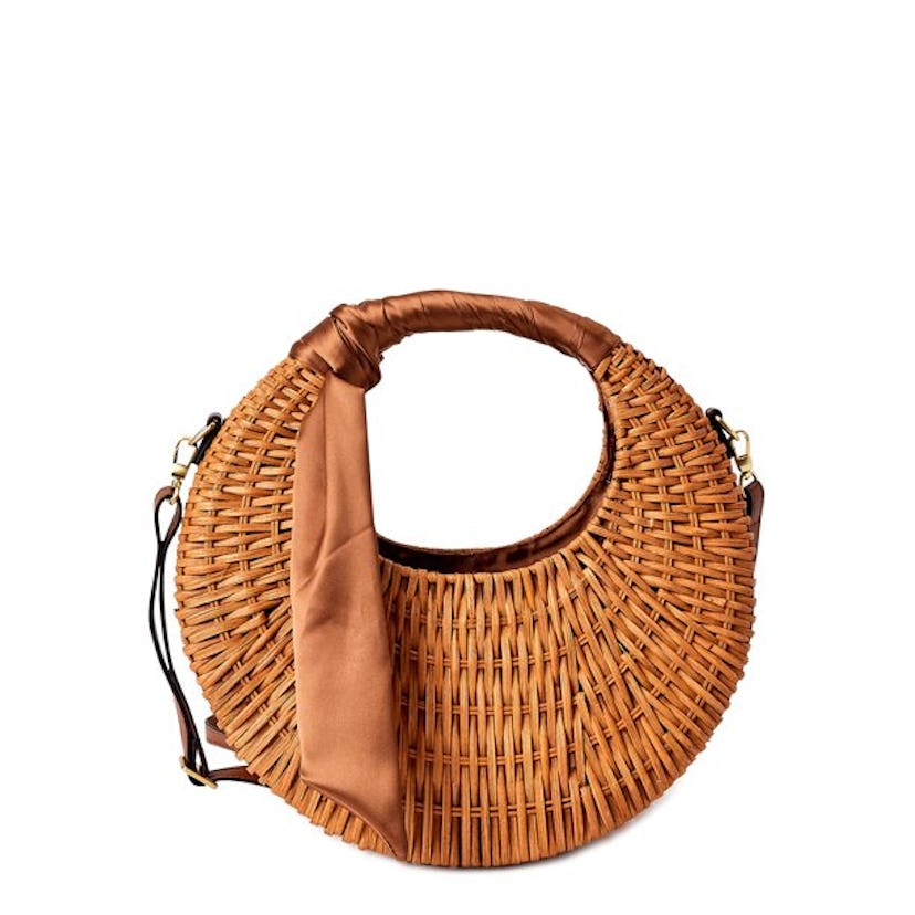Straw Crescent Crossbody Bag