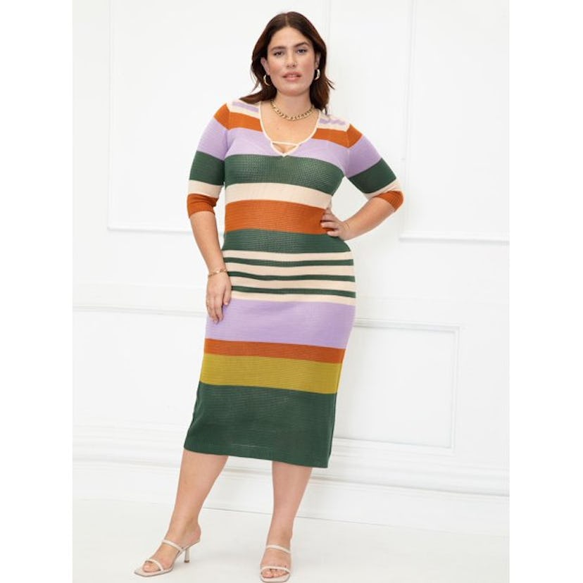 Plus Size Stripe Crochet Dress