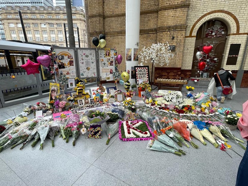 An image of the Manchester Arena memorial erected in 2021