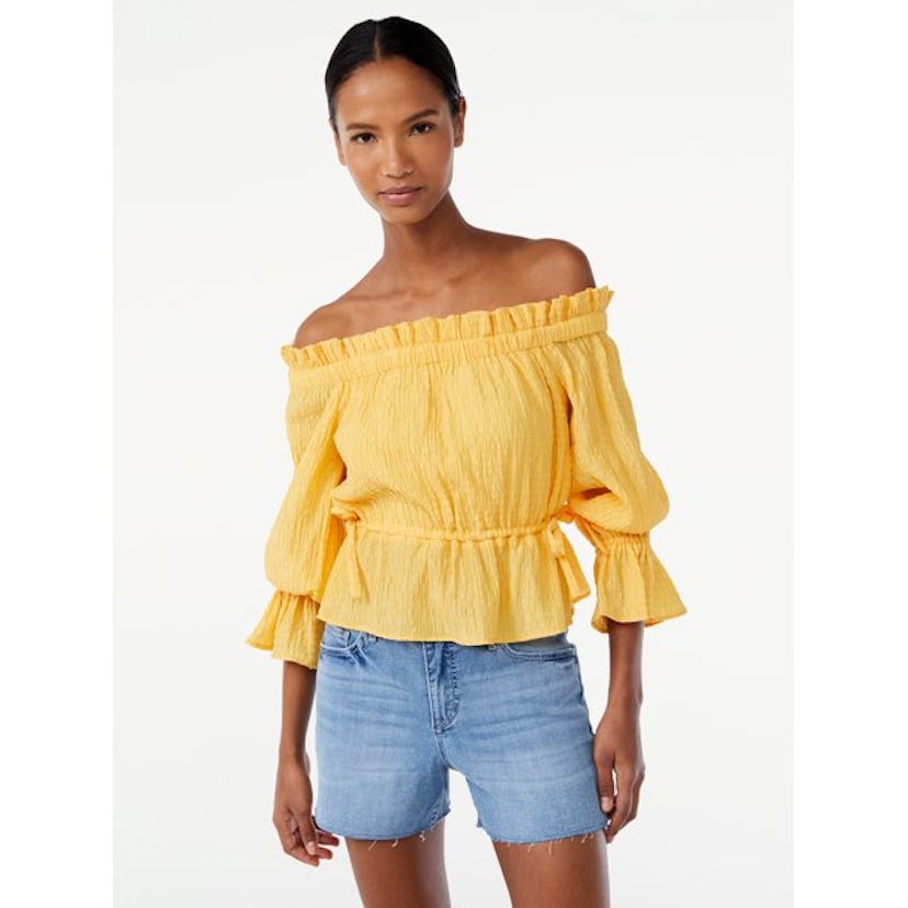 Off the Shoulder Top with Adjustable Waist