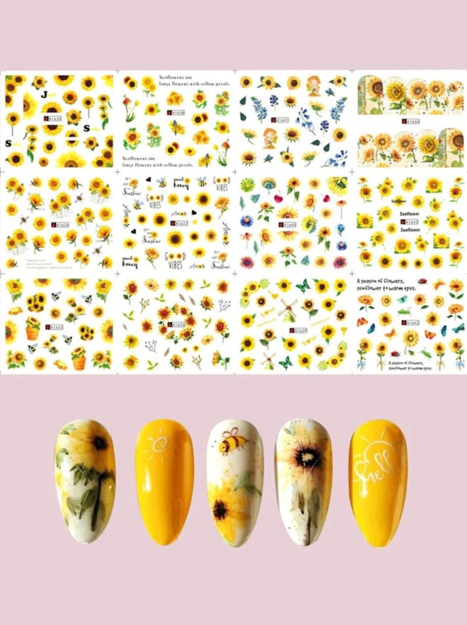 Sunflower Print Nail Sticker