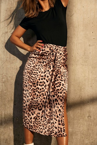 F&F FW Bridge Jess Animal Ruched Satin Skirt