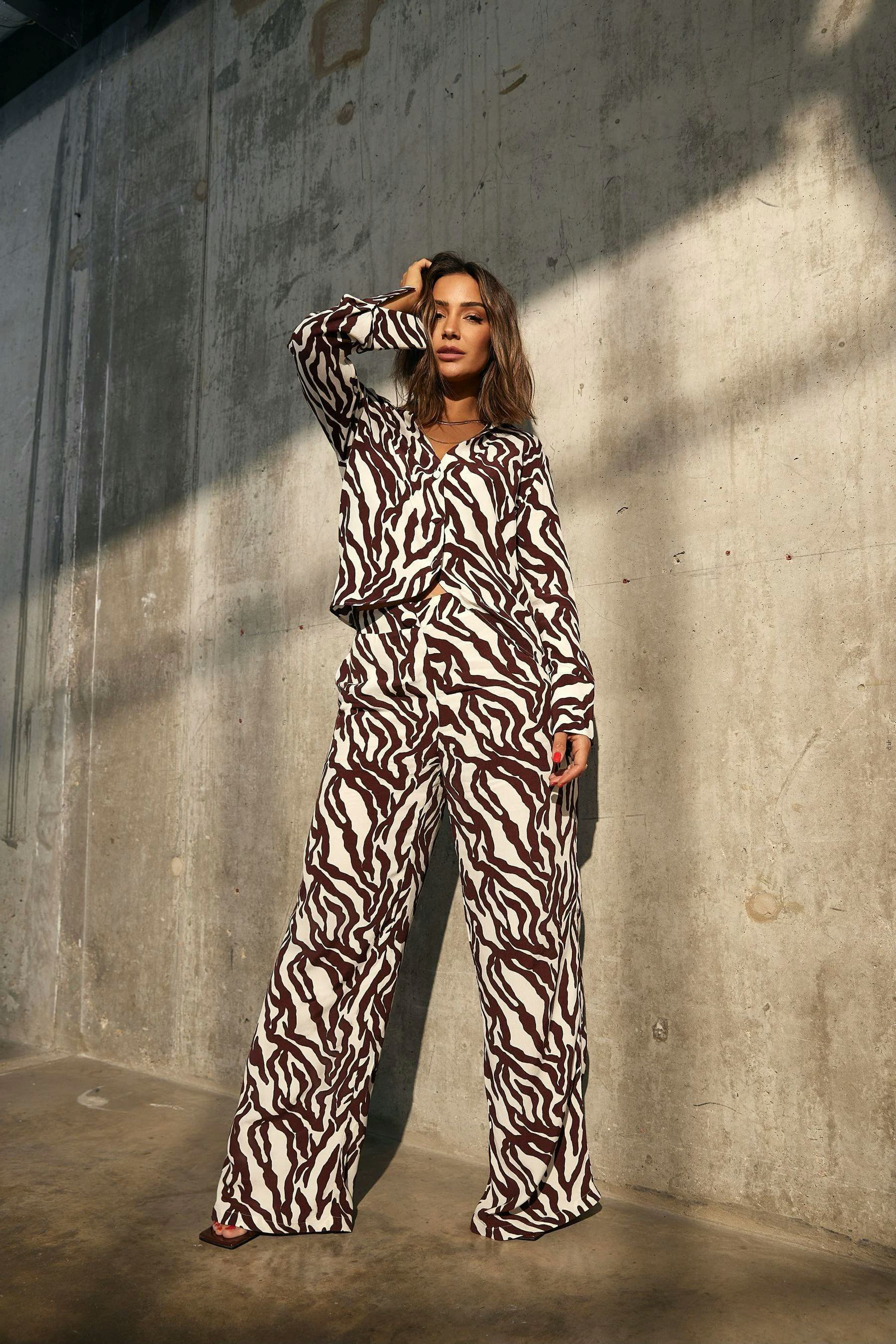 F&amp;F FW Bridge Millie Zebra Print Wide Leg Trousers