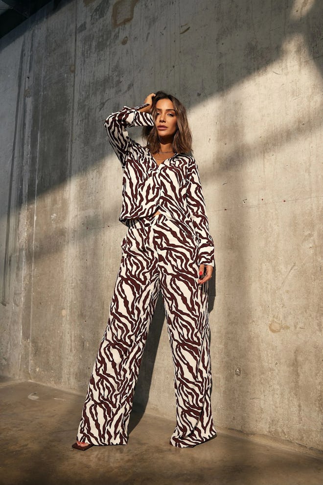 F&F FW Bridge Millie Zebra Print Wide Leg Trousers