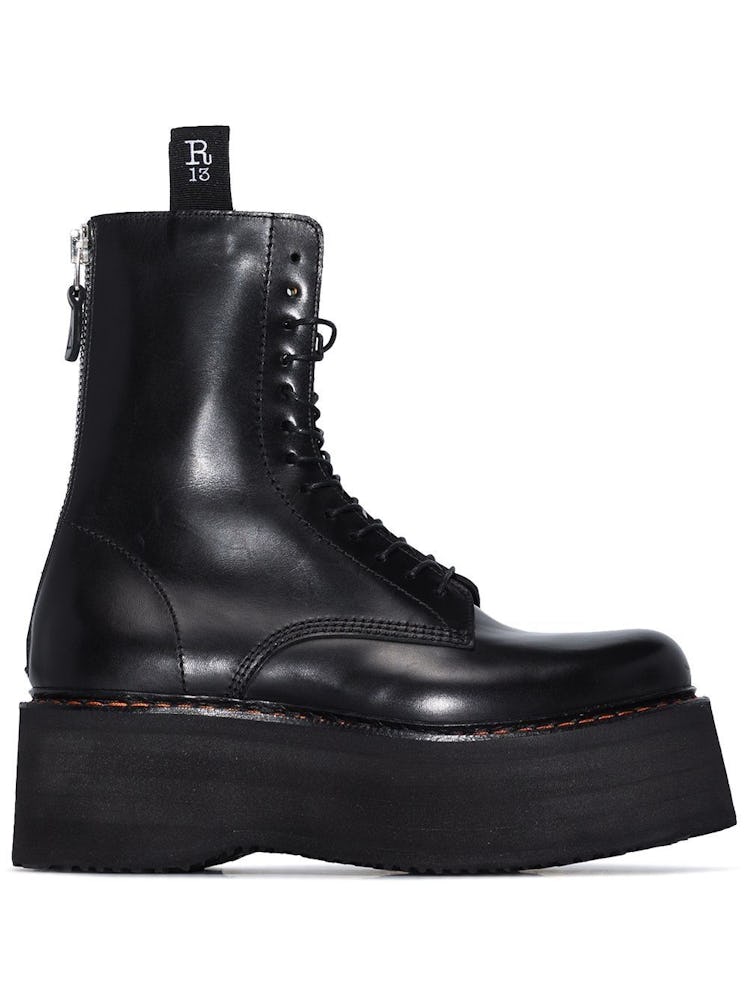 R13 black platform boots