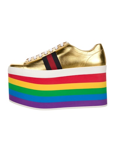 Gucci gold rainbow platform sneakers