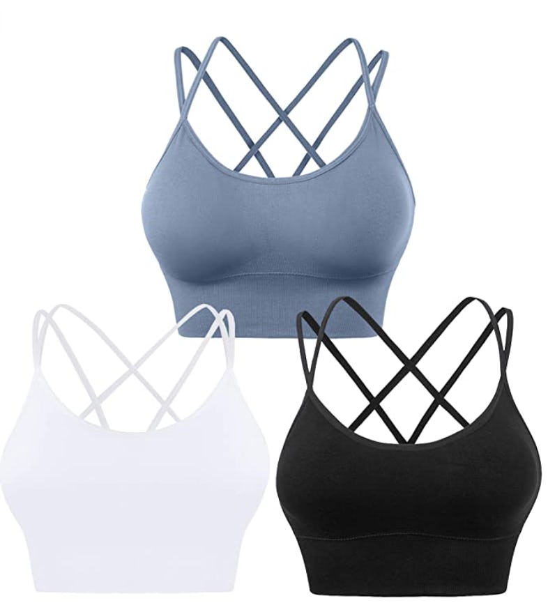 Evercute Cross-Back Sport Bras (3-Pack)