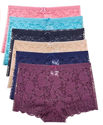 Barbra's Lace Boyshort Panties (6-Pack)