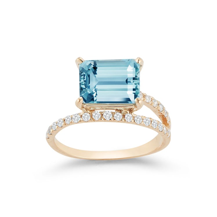Mateo 14kt Gold Blue Topaz Point of Focus Ring