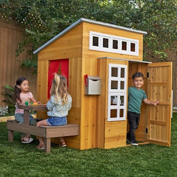 wooden playhouse outdoor playset toddlers