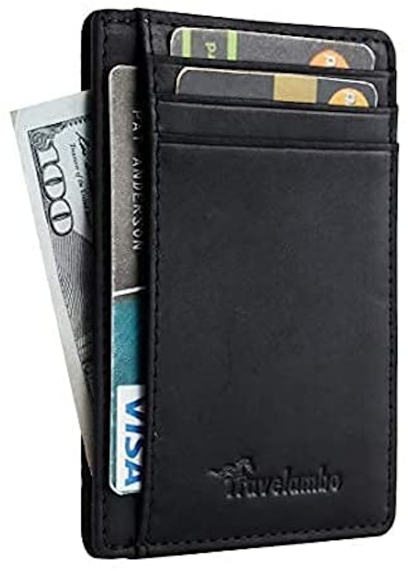 The Travelambo RFID blocking wallet protects your cards and ID.