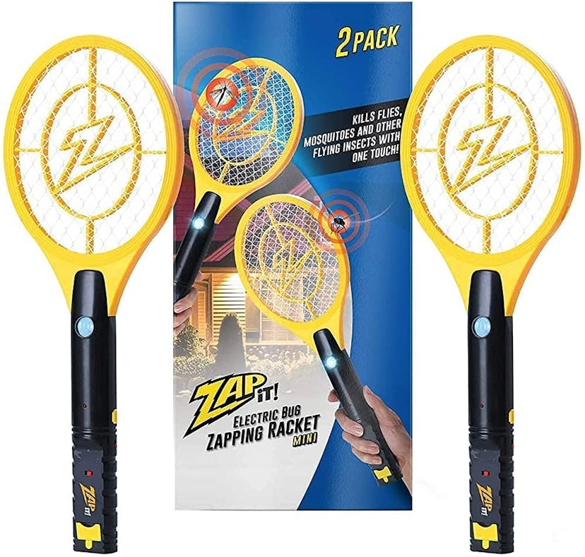 A Zap It! rechargeable racket is a bug zapper and flyswatter in one.