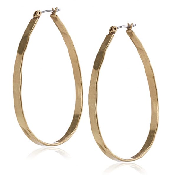 Lucky Brand Textured Medium Oblong Hoops