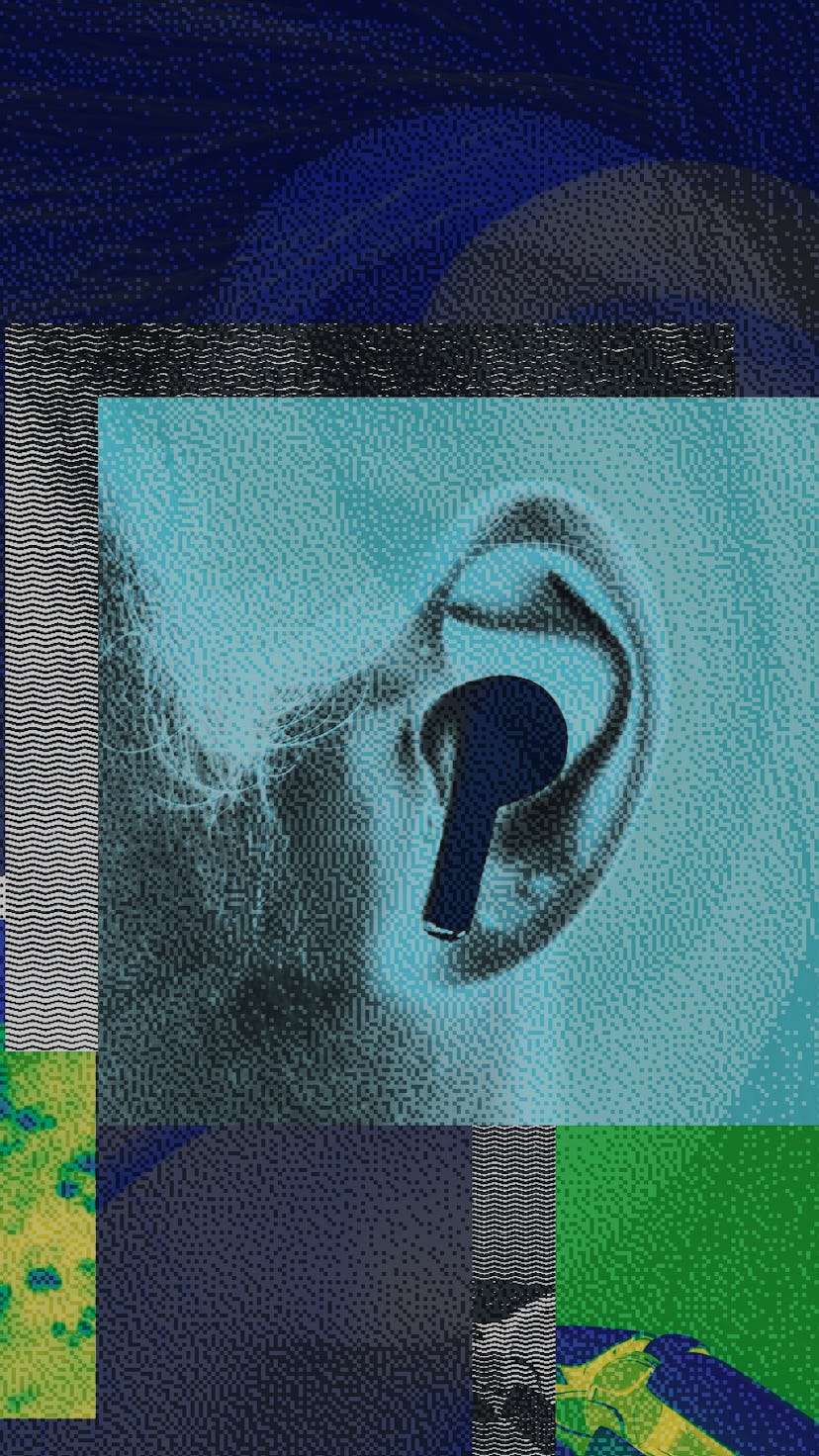 ear buds and audio conceptual illustration