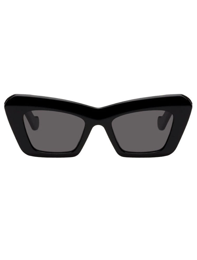 Black Acetate Cat-Eye Sunglasses