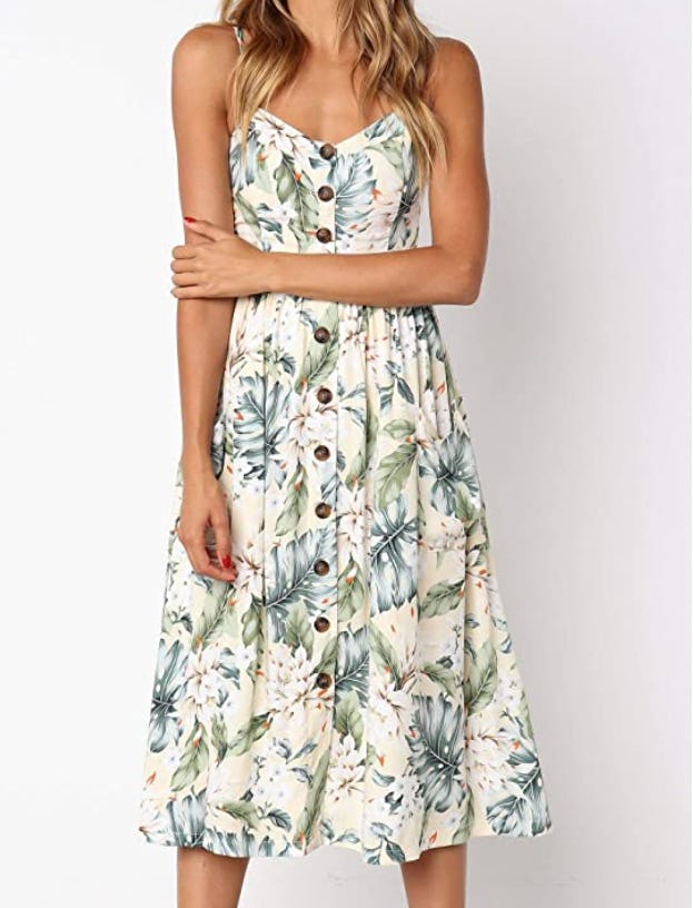 Angashion Floral Button Down Dress