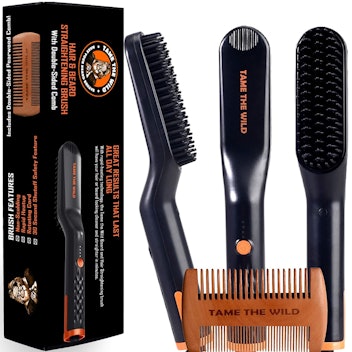 Tame the Wild's heated beard brush straightens and smoothes beard hair.