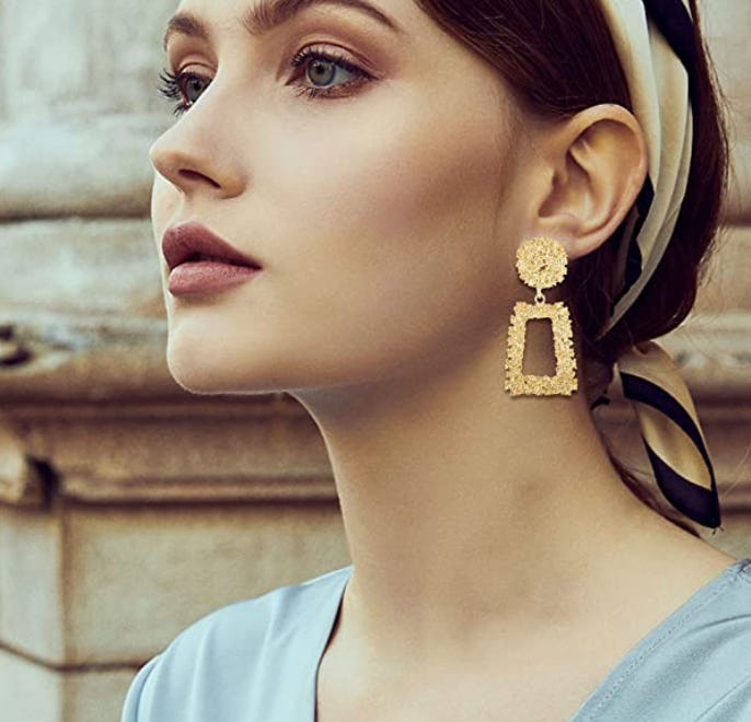 FUNRUN JEWELRY Clip On Drop Earrings Set (4-Pairs)