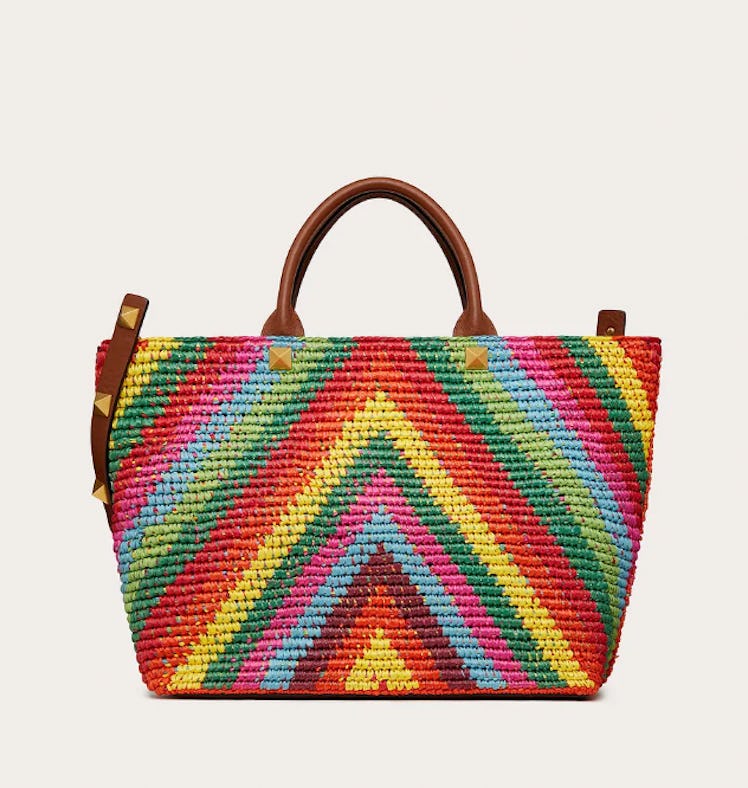 Summer Tote in Multicolored Raffia