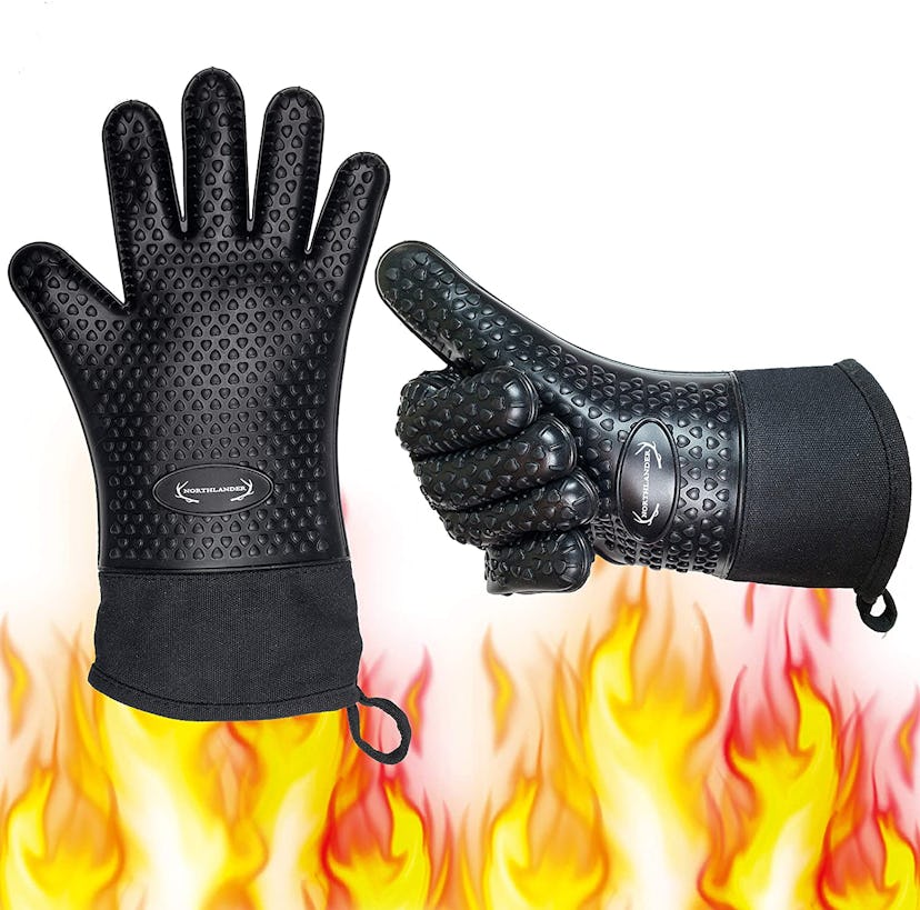 Silicone grill gloves work like oven mitts to protect hands from hot surfaces. 