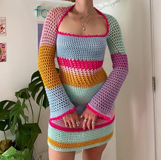 Mistshopy Square Crochet Knitted Dress