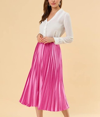 Allegra Elastic Waist Pleated Midi Skirt