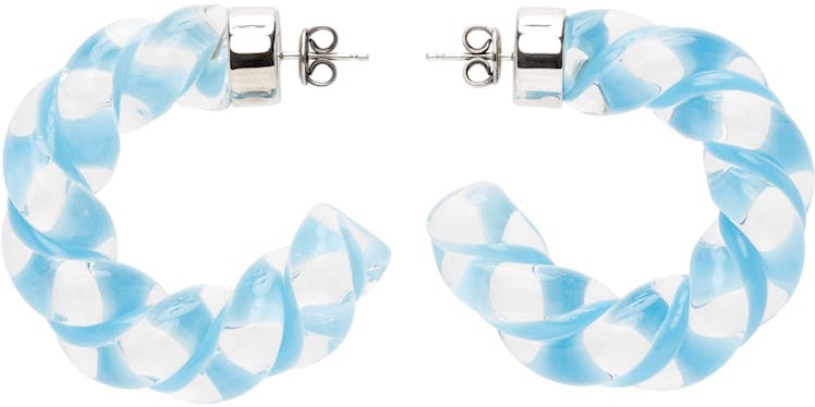 Blue Glass Twist Earrings bottega veneta