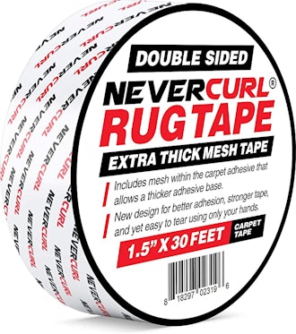 NeverCurl Double Sided Extra Thick Rug Tape with Mesh Fabric