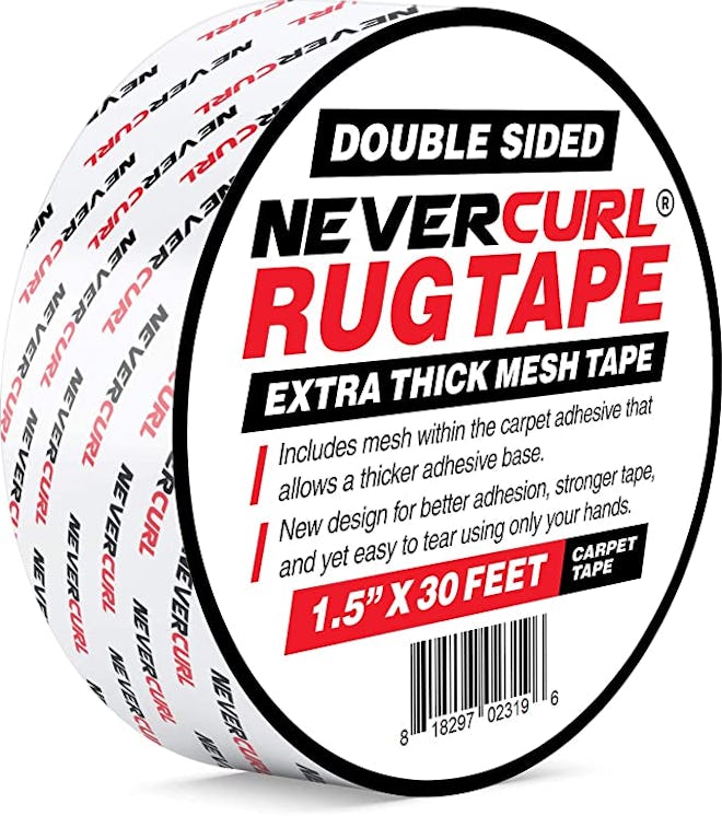 NeverCurl Double Sided Extra Thick Rug Tape with Mesh Fabric
