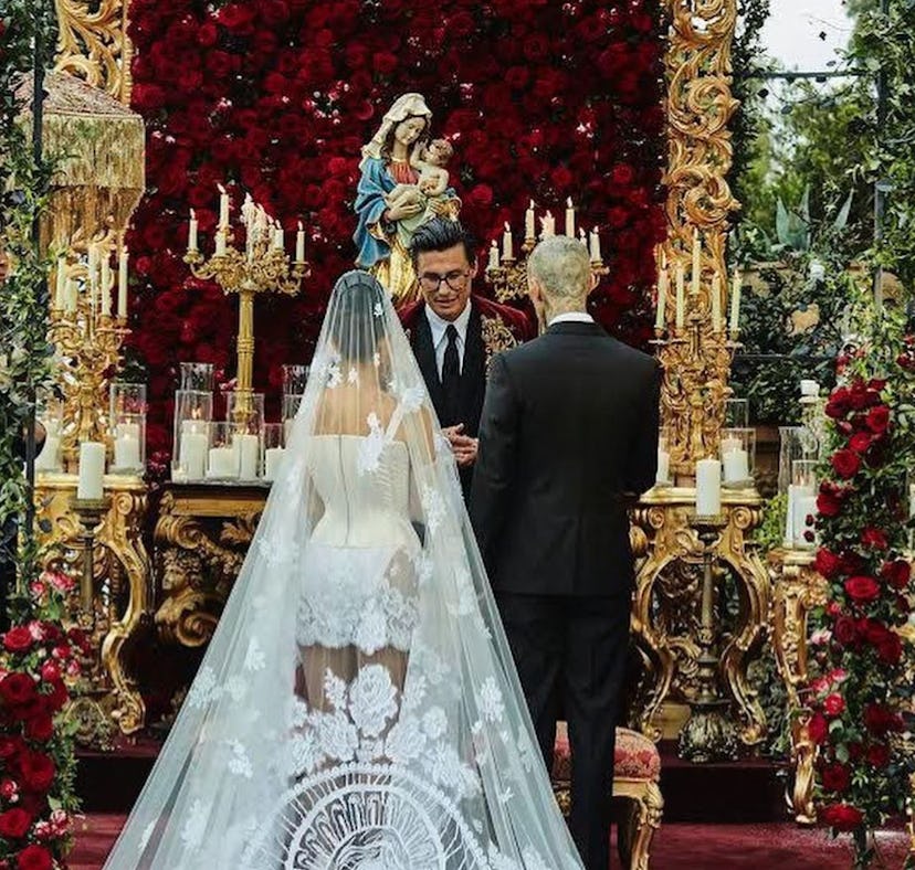 Kourtney Kardashian and Travis Barker's wedding ceremony at Castello Brown in Portofino, Italy.