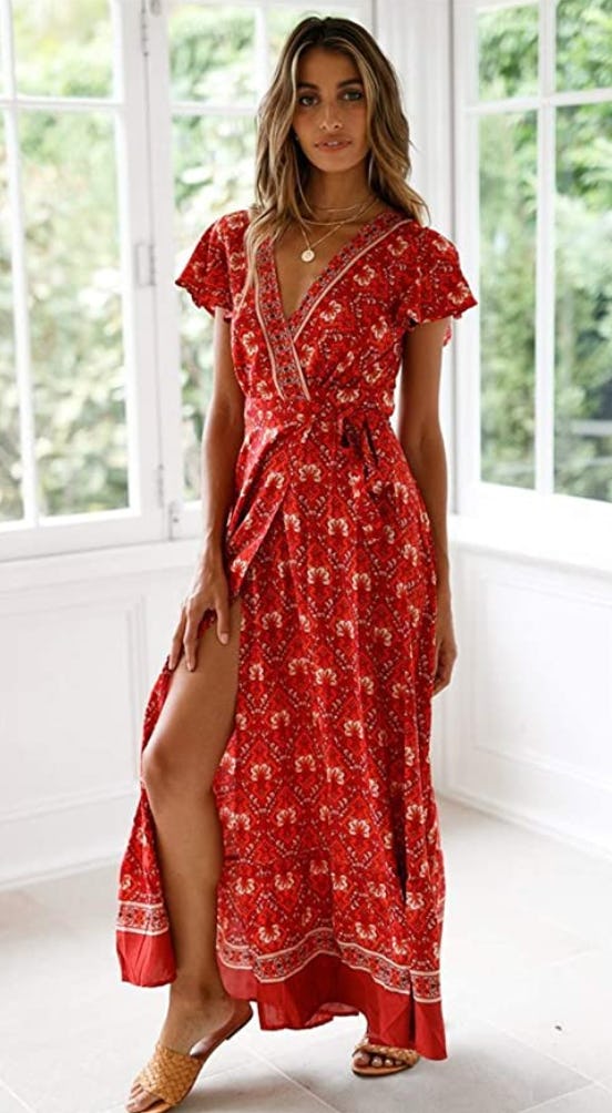 PRETTYGARDEN Boho Side Split Maxi Dress