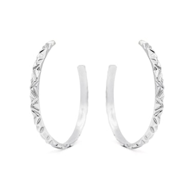 carved silver hoops